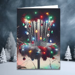 Wishing you the Best Christmas by Par Card<br><div class="desc">Disc golf themed Christmas card with funny disc golf pun,  wishing you the best Christmas by par. Disc golf basket decorated in pretty illuminated Christmas lights covered in snow and holly garland on a winter day.</div>