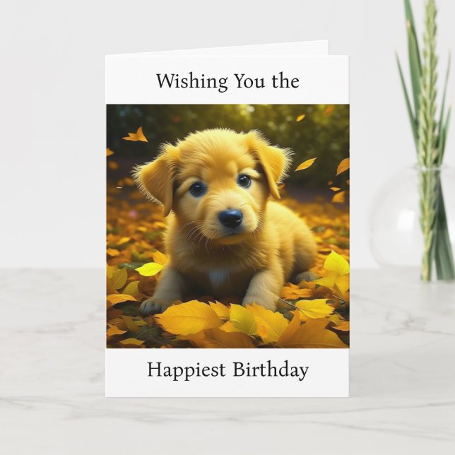 Wishing You the Happiest Birthday | Cute Puppy Dog Card (Front)