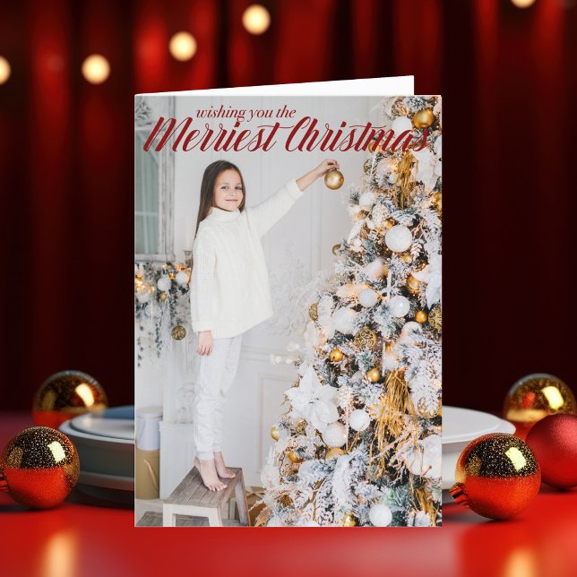 Wishing You the Merriest Christmas Photo Folded Holiday Card (Creator Uploaded)
