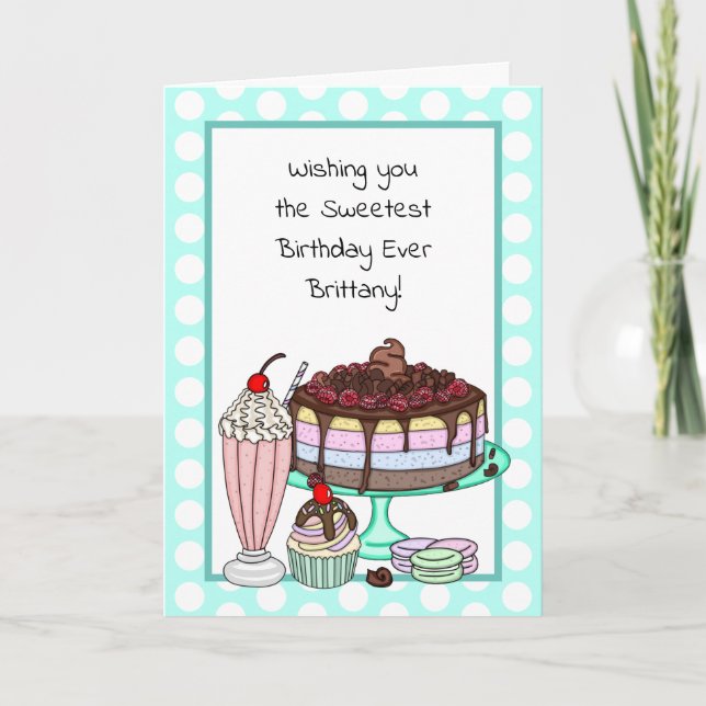 Wishing you the Sweetest Birthday Personalised Card (Front)