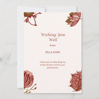 Wishing You Well Floral Bridal Shower Thank You Card