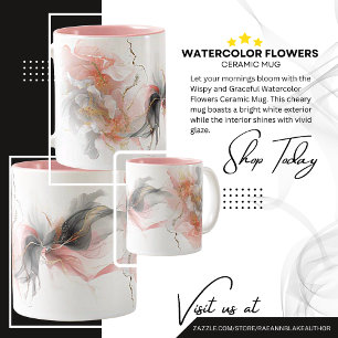 Wispy and Graceful Watercolor Flowers Ceramic Mug