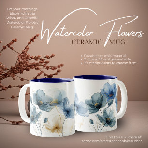 Wispy and Graceful Watercolor Flowers Ceramic Mug