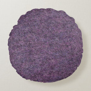 Wispy Black Purple White Faux Shag Texture Round Cushion