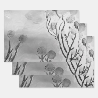Wispy Black & White Wrapping Paper Sheet