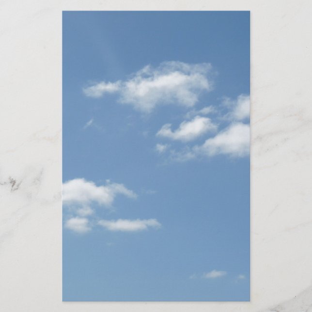 Wispy Clouds Powder Blue Sky Stationery (Front)