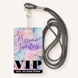 Wispy Ethereal Pastel Watercolor Birthday VIP   ID Badge