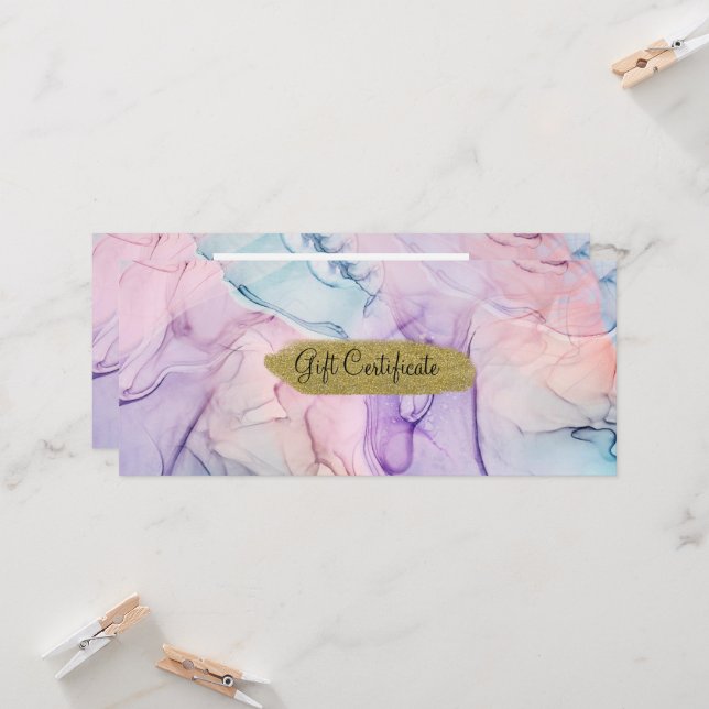 Wispy Ethereal Pastel Watercolor Gift Certificate Invitation (Front/Back In Situ)