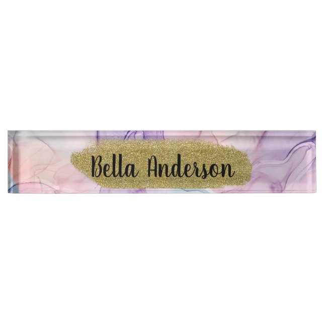 Wispy Ethereal Pastel Watercolor Inky Fantasy Glam Nameplate (Front)
