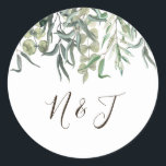 Wispy Eucalyptus Bunch Floral Greenery Wedding   Classic Round Sticker<br><div class="desc">Matching items are available.</div>