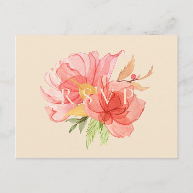 Wispy Floral Wedding RSVP Song Request Invitation Postcard (Front)