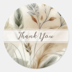 Wispy Greenery Modern Botanical Boho Wedding Classic Round Sticker