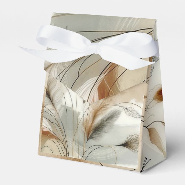 Wispy Greenery Modern Botanical Boho Wedding Favour Box (Front Side)