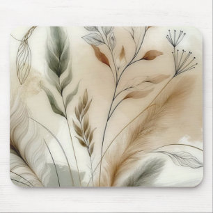 Wispy Greenery Modern Botanical Boho Wedding Mouse Mat