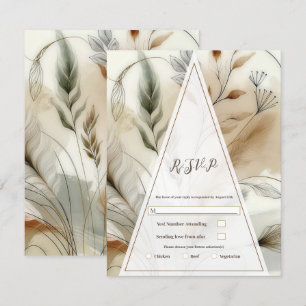 Wispy Greenery Modern Botanical Boho Wedding RSVP Invitation