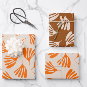 Wispy Leaves Contemporary Abstract Pattern Fall Wrapping Paper Sheet