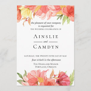 Wispy Painted Floral Wedding Invitation