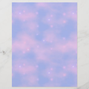 Wispy Pink Clouds and Stars Scrapbook Paper