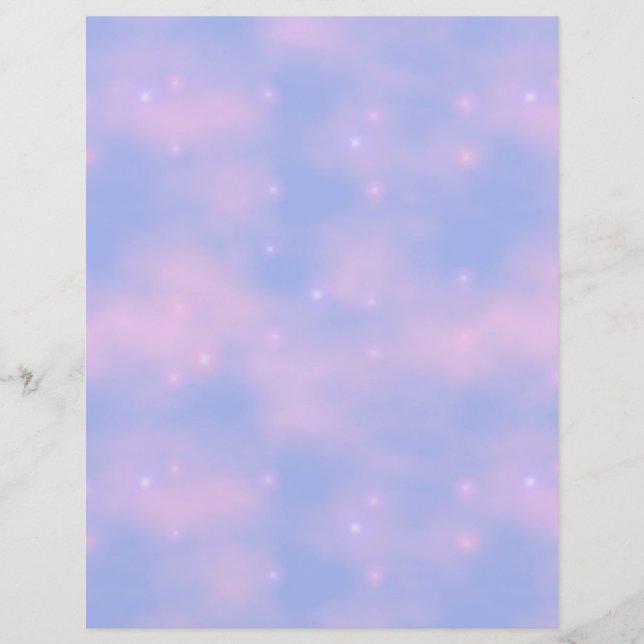 Wispy Pink Clouds and Stars Scrapbook Paper (Front)
