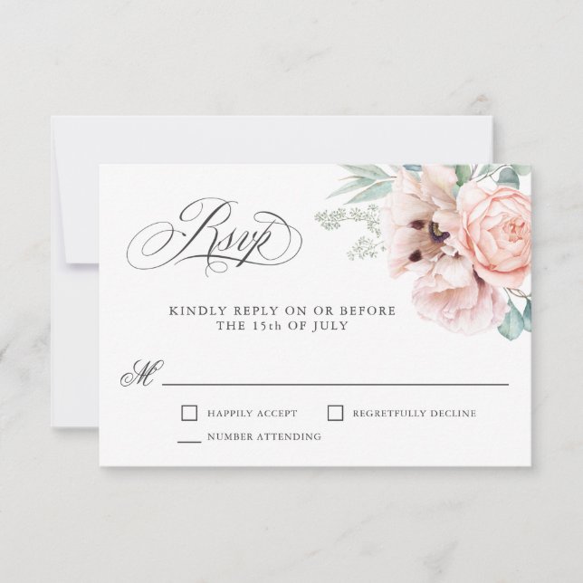 Wispy Romantic Watercolor Boho Floral RSVP (Front)