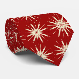 Wispy Snowflake Foulard Red Two-sided Tie