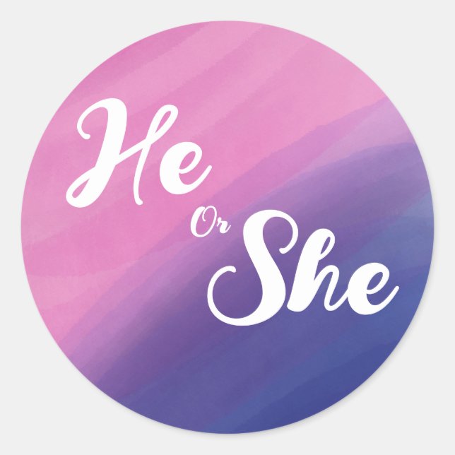 Wispy Watercolor Gender Reveal Envelope Seal (Front)