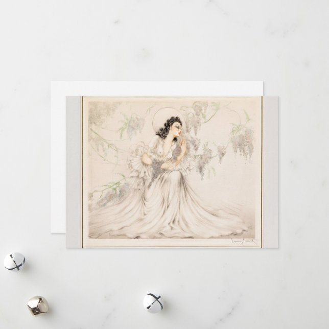 Wisteria, 1940 by Louis Icart Holiday Card (Front/Back In Situ)