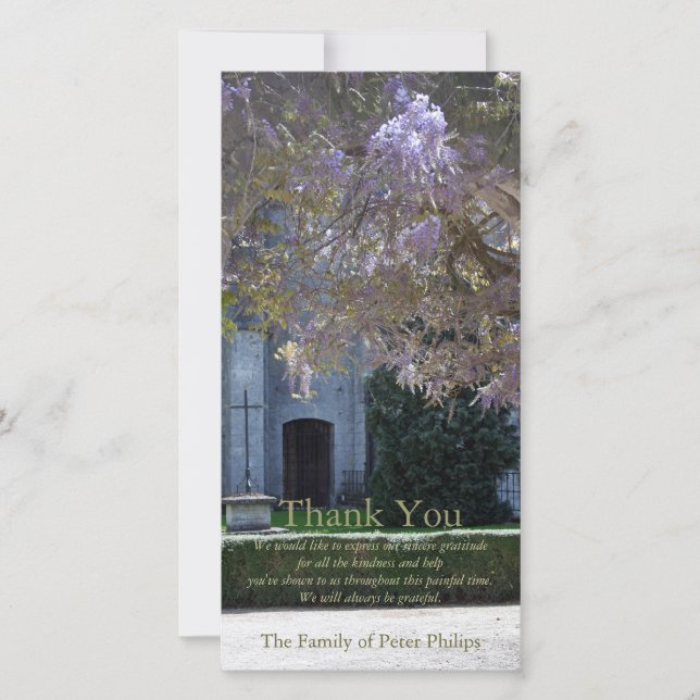 Wisteria 2 Christian Sympathy Thank You Photo Card (Front)