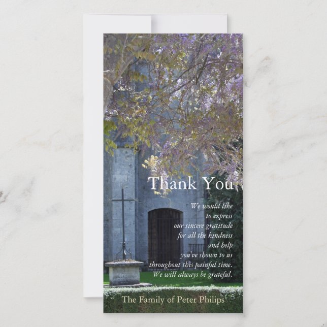 Wisteria 3 Christian Sympathy Thank You Card (Front)