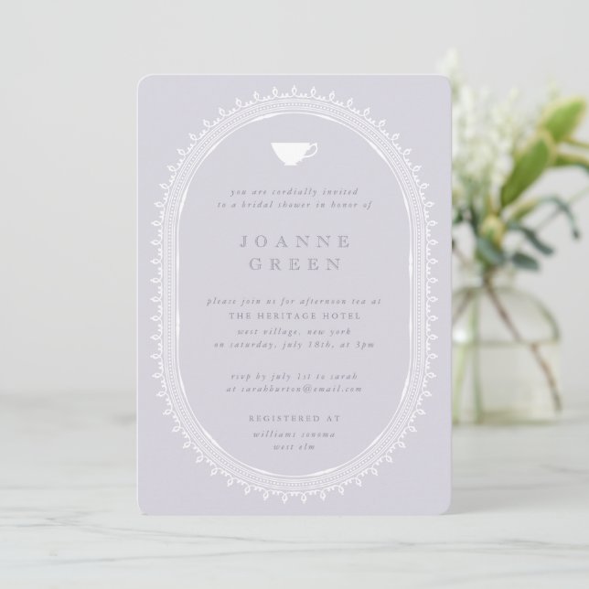 Wisteria Afternoon Tea Bridal/Wedding Shower Invitation (Standing Front)