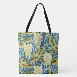 Wisteria and Birds Art Nouveau Floral Tote Bag