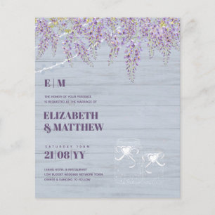 Wisteria and Dusty Blue Low Budget Wedding Invite Flyer