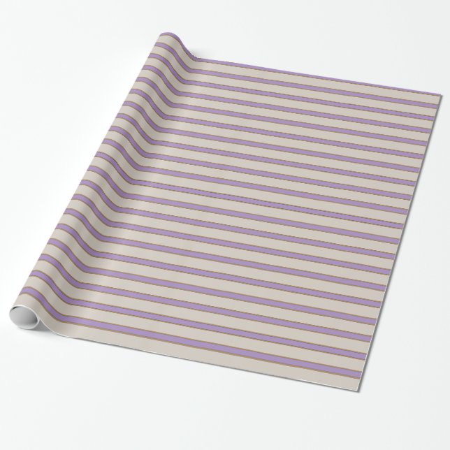 Wisteria and Tan Striped Wrapping Paper (Unrolled)