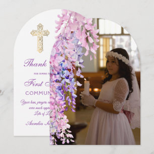 Wisteria Arch First Communion Thank You Card