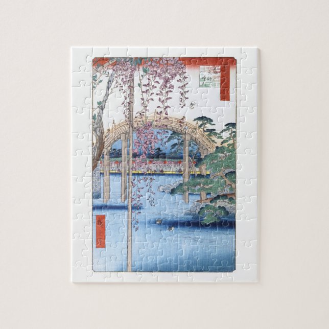 Wisteria at Kameido Shrine Hiroshige Fine Art Jigsaw Puzzle (Vertical)