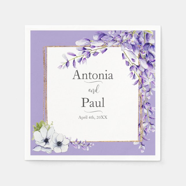 Wisteria Blooms Wedding Napkin (Front)