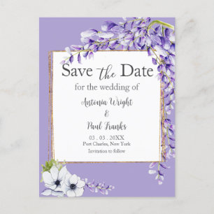 Wisteria Blooms Wedding Save the Date Postcard