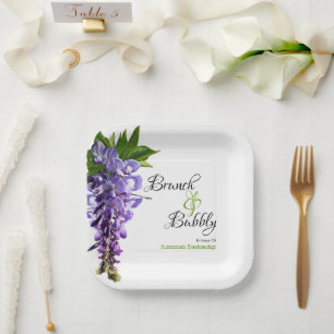 Wisteria Brunch Bubbly Bridal Shower On White Paper Plate