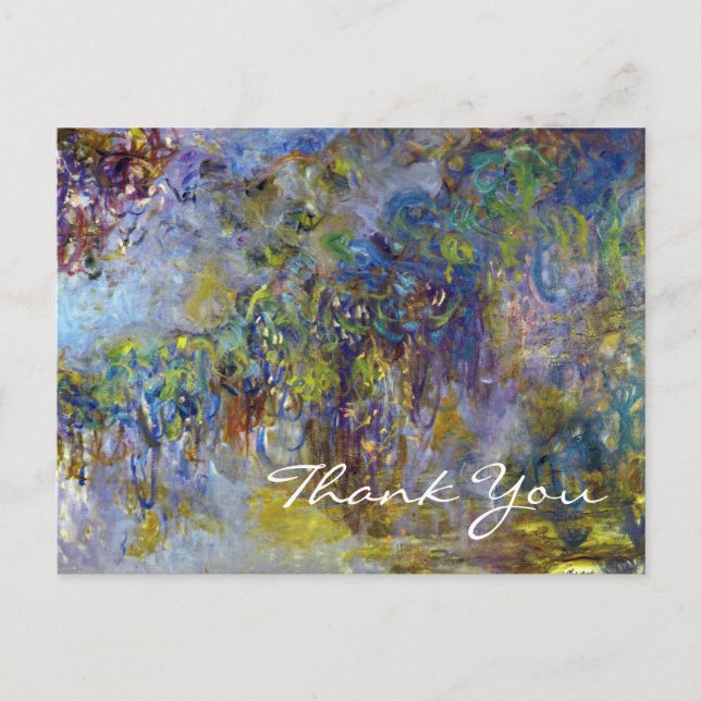 Wisteria by Claude Monet, Thank You Postcard (Front)