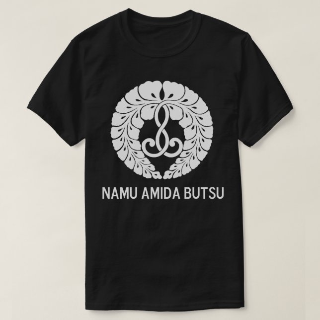 Wisteria Crest Namu Amida Butsu Design by Borgman  T-Shirt (Design Front)