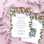 Wisteria Custom B'nai Bat Bar Mitzvah QR Code Girl Invitation<br><div class="desc">Perfect card to announce a bat mitzvah, bar mitzvah or other Jewish celebration! Hand made art for you! FULLY CUSTOMIZABLE! Click on “Personalise” above to edit the text and add your link to the QR code. Click "edit using design tool" to adjust the fonts, colours and placements and to delete...</div>