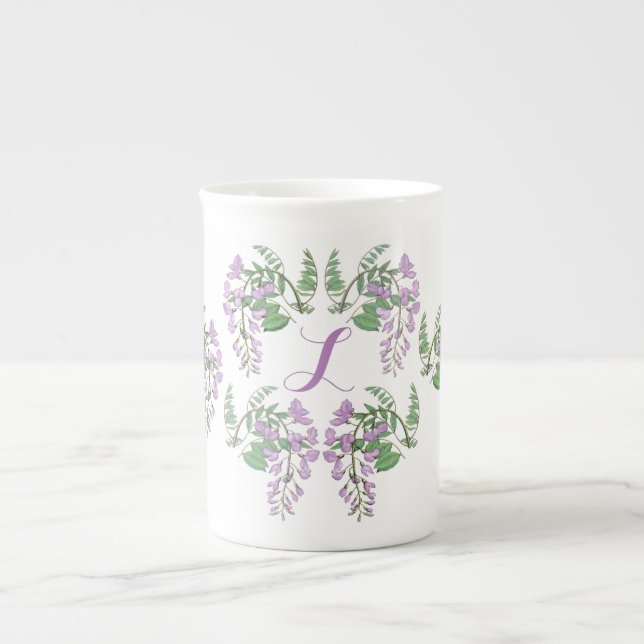 Wisteria Dream Wreath Personalised Bone China Mug (Front)