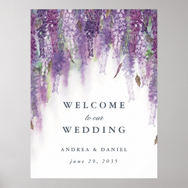 Wisteria dreams welcome wedding sign (Front)