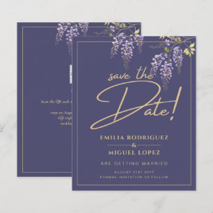 Wisteria Dusty Purple Gold Wedding Save the Date