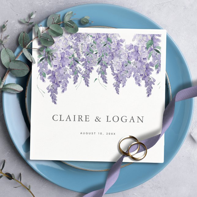 Wisteria Dusty Purple Watercolor Wedding Napkin (Creator Uploaded)