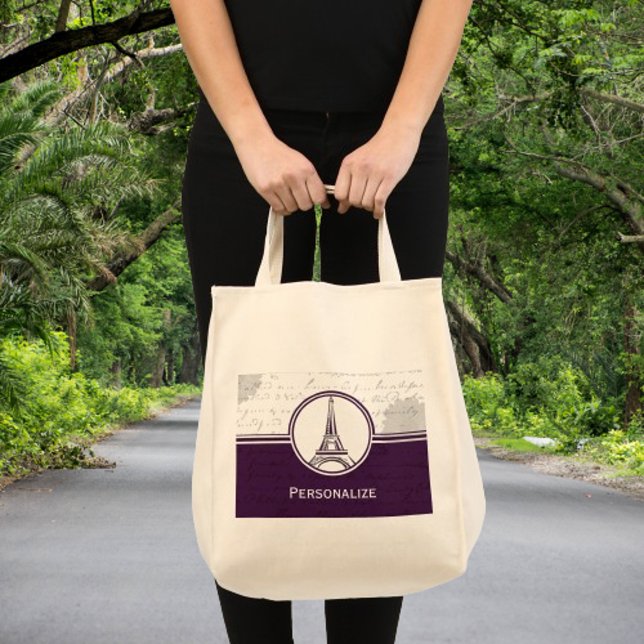 Wisteria Eiffel Tower  Tote Bag (Wisteria Purple Eiffel Tower Tote Bag)