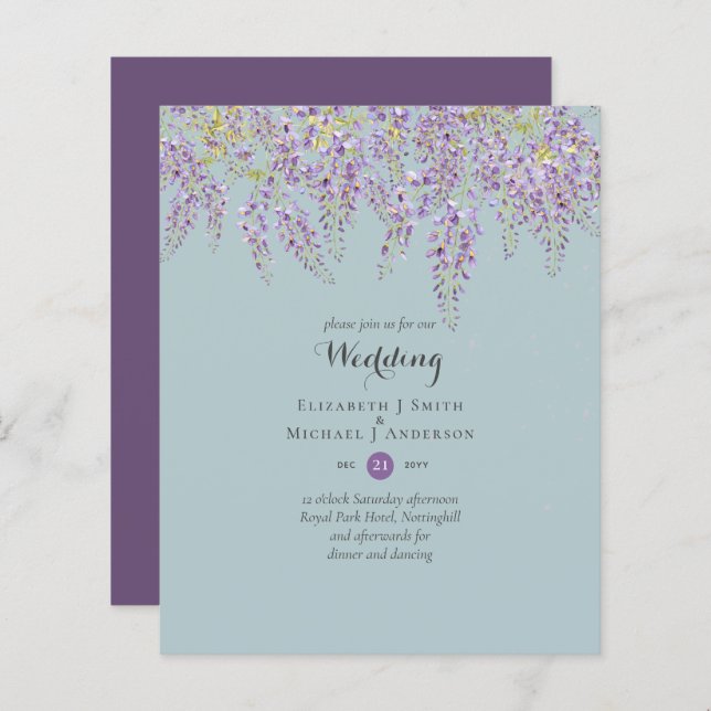 Wisteria Floral Garden Lavender Wedding Sage (Front/Back)