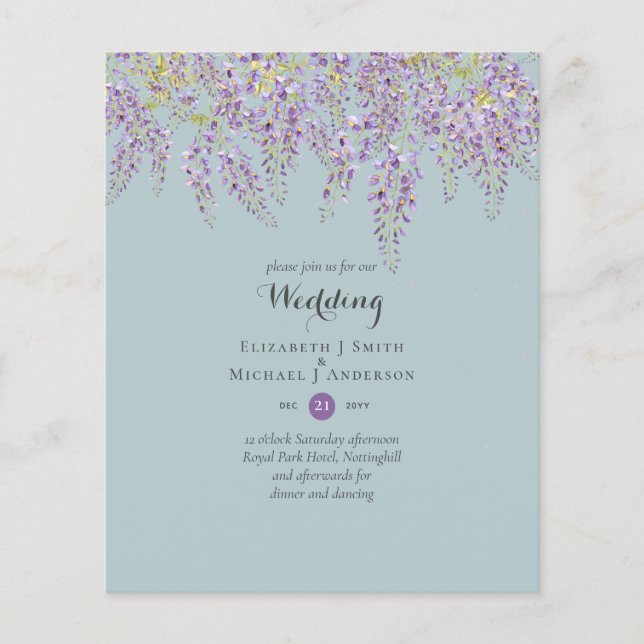 Wisteria Floral Garden Lavender Wedding Sage Flyer (Front)