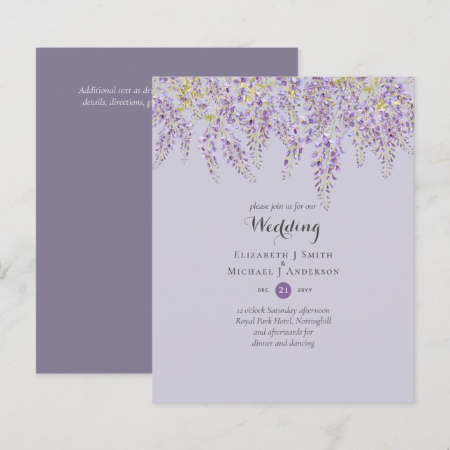 Wisteria Floral Garden Purple Wedding Sage (Front/Back)