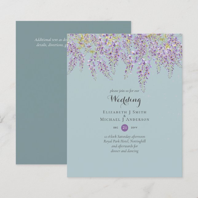 Wisteria Floral Garden Wedding Sage (Front/Back)